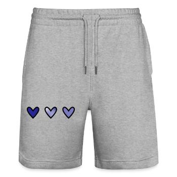 HEILIGER VALENTINSTAG. Junggesellinnenabschied. ICH LIEBE DICH. ICH LIEBE DICH. LIEBE - Stanley/Stella Unisex Bio Joggingshorts Trainer  - Grau meliert - Vorne - Nik (191cm) & Marisol (170cm)