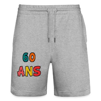 60. 60 ANS. 60e ANNIVERSAIRE. ANNIVERSAIRE 60 ANS. - Short de jogging bio TRAINER Stanley/Stella unisexe - gris chiné - Devant - Nik (191cm) & Marisol (170cm)
