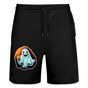 Halloween-Geist - Stanley/Stella Unisex Bio Joggingshorts Trainer  - Schwarz - Vorne - Nik (191cm) & Marisol (170cm)