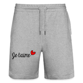 HAPPY FATHER'S DAY. DAD. FATHER'S DAY. FATHER - Stanley/Stella Trainer Unisex Organic Jogging Shorts - heather grey - Front - Nik (191cm) & Marisol (170cm)
