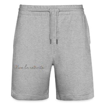 RETRAITE. RETRAITE. RETRAITEE. RETRAITE - Short de jogging bio TRAINER Stanley/Stella unisexe - gris chiné - Devant - Nik (191cm) & Marisol (170cm)