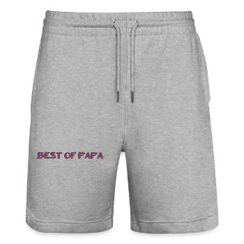 DAD. FATHER's DAY. HAPPY BIRTHDAY DAD. HAPPY BIRTHDAY. - Stanley/Stella Trainer Unisex Organic Jogging Shorts - heather grey - Front - Nik (191cm) & Marisol (170cm)