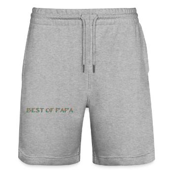 DAD. FATHER's DAY. HAPPY BIRTHDAY DAD. HAPPY BIRTHDAY - Stanley/Stella Trainer Unisex Organic Jogging Shorts - heather grey - Front - Nik (191cm) & Marisol (170cm)