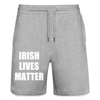 Irish lives matter - Short de jogging bio TRAINER Stanley/Stella unisexe - gris chiné - Devant - Nik (191cm) & Marisol (170cm)