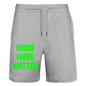Irish lives matter - Short de jogging bio TRAINER Stanley/Stella unisexe - gris chiné - Devant - Nik (191cm) & Marisol (170cm)