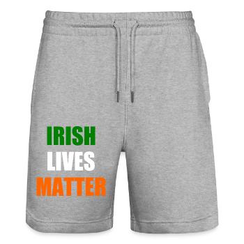 Irish lives matter - Short de jogging bio TRAINER Stanley/Stella unisexe - gris chiné - Devant - Nik (191cm) & Marisol (170cm)