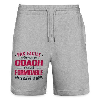 COACH Sports Coach Gift Coach Formidable - Stanley/Stella Trainer Unisex Organic Jogging Shorts - heather grey - Front - Nik (191cm) & Marisol (170cm)