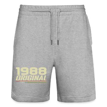 Né en 1988 Vintage 1988 Anniversaire Rétro 1988 - Short de jogging bio TRAINER Stanley/Stella unisexe - gris chiné - Devant - Nik (191cm) & Marisol (170cm)