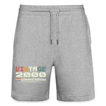 Vintage 2000 Cadeau 2000 Anniversaire 2000 Retro - Short de jogging bio TRAINER Stanley/Stella unisexe - gris chiné - Devant - Nik (191cm) & Marisol (170cm)