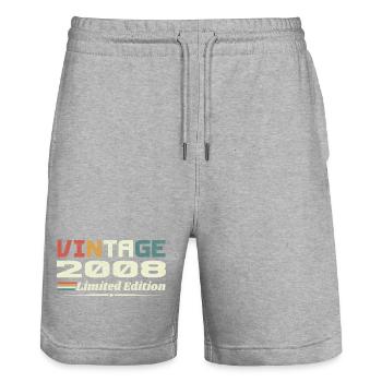 Vintage 2008 Gift 2008 Retro Birthday 2008 - Stanley/Stella Trainer Unisex Organic Jogging Shorts - heather grey - Front - Nik (191cm) & Marisol (170cm)