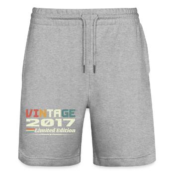Vintage 2017 Gift 2017 Retro Birthday 2017 - Stanley/Stella Trainer Unisex Organic Jogging Shorts - heather grey - Front - Nik (191cm) & Marisol (170cm)