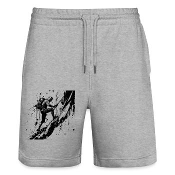 Klettern für Bergsteiger - Stanley/Stella Unisex Bio Joggingshorts Trainer  - Grau meliert - Vorne - Nik (191cm) & Marisol (170cm)