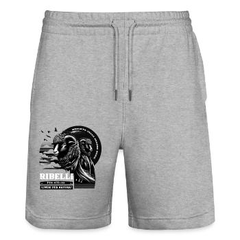 Rebelles par choix, libres par nature - Short de jogging bio TRAINER Stanley/Stella unisexe - gris chiné - Devant - Nik (191cm) & Marisol (170cm)