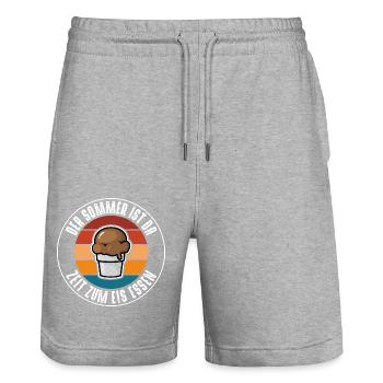 Summer is here - Stanley/Stella Trainer Unisex Organic Jogging Shorts - heather grey - Front - Nik (191cm) & Marisol (170cm)