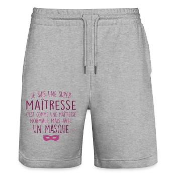 Eine Supermeisterin - Beeindruckende Herrin - Stanley/Stella Unisex Bio Joggingshorts Trainer  - Grau meliert - Vorne - Nik (191cm) & Marisol (170cm)