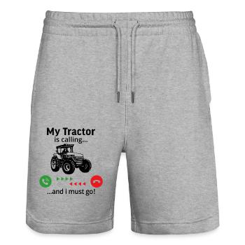 My tractor is calling and i must Go t shirt farmer - Stanley/Stella Trainer Unisex Organic Jogging Shorts - heather grey - Front - Nik (191cm) & Marisol (170cm)