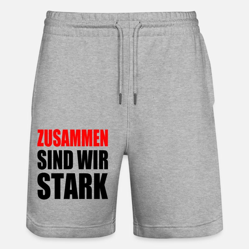 zusammen sind wir stark - Stanley/Stella Unisex Bio Joggingshorts Trainer - Grau meliert