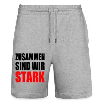 zusammen sind wir stark - Stanley/Stella Unisex Bio Joggingshorts Trainer  - Grau meliert - Vorne - Nik (191cm) & Marisol (170cm)