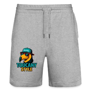 Toucany Style - Stanley/Stella Unisex Bio Joggingshorts Trainer  - Grau meliert - Vorne - Nik (191cm) & Marisol (170cm)
