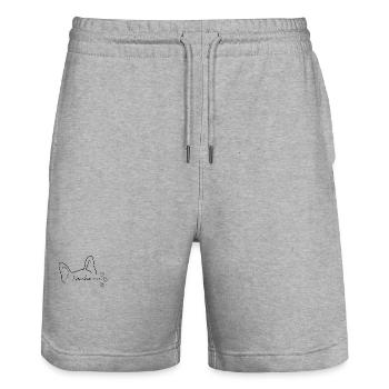 Frenchie mom | french bulldogs mom - Stanley/Stella Trainer Unisex Organic Jogging Shorts - heather grey - Front - Nik (191cm) & Marisol (170cm)