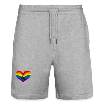 Pride LGBT Love gagne - Short de jogging bio TRAINER Stanley/Stella unisexe - gris chiné - Devant - Nik (191cm) & Marisol (170cm)