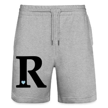 Buchstabe R Anfangsbuchstabe - Stanley/Stella Unisex Bio Joggingshorts Trainer  - Grau meliert - Vorne - Nik (191cm) & Marisol (170cm)