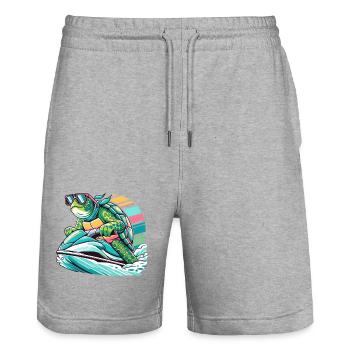 Jet Ski Tortue - Short de jogging bio TRAINER Stanley/Stella unisexe - gris chiné - Devant - Nik (191cm) & Marisol (170cm)