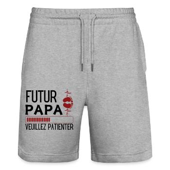 FATHER-TO-BE - Stanley/Stella Trainer Unisex Organic Jogging Shorts - heather grey - Front - Nik (191cm) & Marisol (170cm)