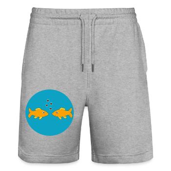 Fish, Fish, Fishing, Angler, Couple, Couple, Heart - Stanley/Stella Trainer Unisex Organic Jogging Shorts - heather grey - Front - Nik (191cm) & Marisol (170cm)