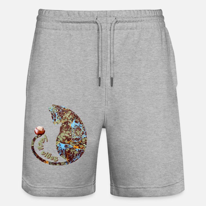 katze mit kastanie e 85 - Stanley/Stella Unisex Bio Joggingshorts Trainer  - Grau meliert