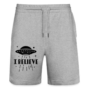 Ich glaube - Stanley/Stella Unisex Bio Joggingshorts Trainer  - Grau meliert - Vorne - Nik (191cm) & Marisol (170cm)