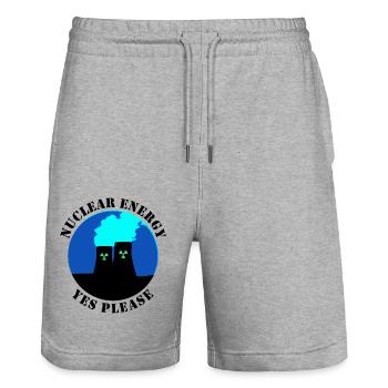 Atomenergie, Ja bitte, Ja zu Atomkraft - Stanley/Stella Unisex Bio Joggingshorts Trainer  - Grau meliert - Vorne - Nik (191cm) & Marisol (170cm)