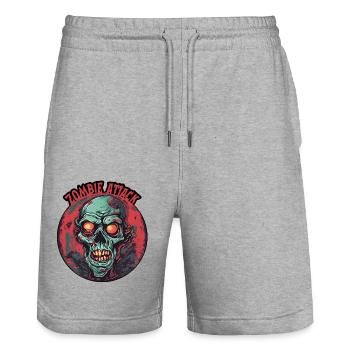 Zombie / Apocalypse / Morts-vivants / Horreur / Virus / Logo - Short de jogging bio TRAINER Stanley/Stella unisexe - gris chiné - Devant - Nik (191cm) & Marisol (170cm)