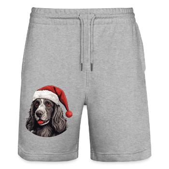 Cocker Spaniel Hund Weihnachten Lustig Xmas - Stanley/Stella Unisex Bio Joggingshorts Trainer  - Grau meliert - Vorne - Nik (191cm) & Marisol (170cm)