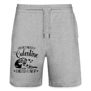 Rhodesian Ridgeback Valentinstag Hunde Wilsigns - Stanley/Stella Unisex Bio Joggingshorts Trainer  - Grau meliert - Vorne - Nik (191cm) & Marisol (170cm)