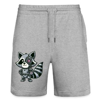 Robot raton laveur cool - Short de jogging bio TRAINER Stanley/Stella unisexe - gris chiné - Devant - Nik (191cm) & Marisol (170cm)