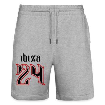 Ibiza 24 Jours fériés 2024 - Short de jogging bio TRAINER Stanley/Stella unisexe - gris chiné - Devant - Nik (191cm) & Marisol (170cm)