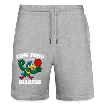 Ping Pong Champion Design Tennis de table et - Short de jogging bio TRAINER Stanley/Stella unisexe - gris chiné - Devant - Nik (191cm) & Marisol (170cm)