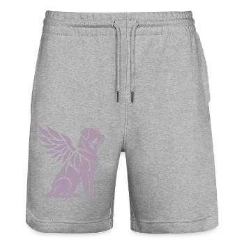 Dog Rottweiler Angel Wings Silhouette - Stanley/Stella Trainer Unisex Organic Jogging Shorts - heather grey - Front - Nik (191cm) & Marisol (170cm)