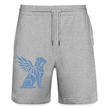 Dog Rottweiler Angel Wings Silhouette - Stanley/Stella Trainer Unisex Organic Jogging Shorts - heather grey - Front - Nik (191cm) & Marisol (170cm)
