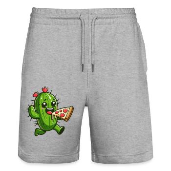 Cute Cactus Pizza Heart Comic - Stanley/Stella Trainer Unisex Organic Jogging Shorts - heather grey - Front - Nik (191cm) & Marisol (170cm)