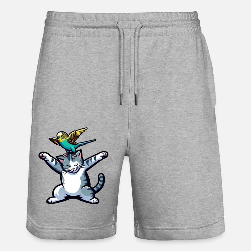 Chat mignon Budgie Friends Pets - Short de jogging bio TRAINER Stanley/Stella unisexe - gris chiné