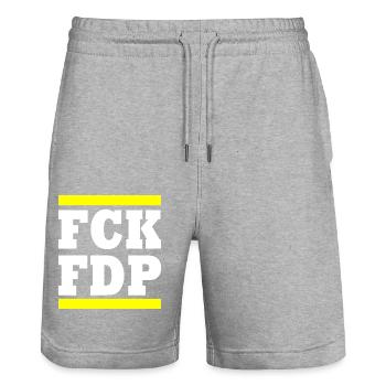 Fck fdp - Short de jogging bio TRAINER Stanley/Stella unisexe - gris chiné - Devant - Nik (191cm) & Marisol (170cm)