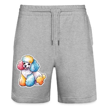 Pudel Wasserfarben - Stanley/Stella Unisex Bio Joggingshorts Trainer  - Grau meliert - Vorne - Nik (191cm) & Marisol (170cm)