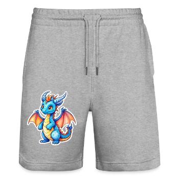 Drache Wasserfarben - Stanley/Stella Unisex Bio Joggingshorts Trainer  - Grau meliert - Vorne - Nik (191cm) & Marisol (170cm)