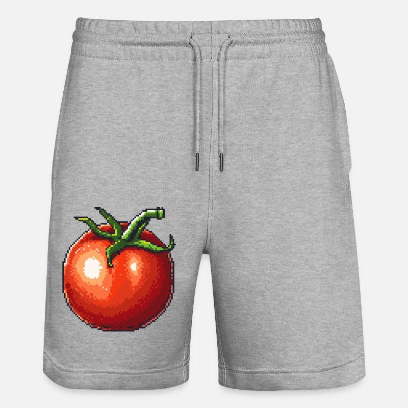 Icône pixel de tomate - Short de jogging bio TRAINER Stanley/Stella unisexe - gris chiné