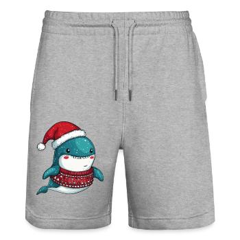 Whale Christmas - Stanley/Stella Trainer Unisex Organic Jogging Shorts - heather grey - Front - Nik (191cm) & Marisol (170cm)