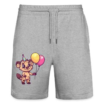 Hyène Anniversaire Bande Dessinée Mignon - Short de jogging bio TRAINER Stanley/Stella unisexe - gris chiné - Devant - Nik (191cm) & Marisol (170cm)