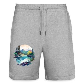Ruhige Landschaft Ruhig Beschauliche Natur Im Freien - Stanley/Stella Unisex Bio Joggingshorts Trainer  - Grau meliert - Vorne - Nik (191cm) & Marisol (170cm)