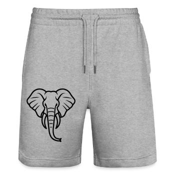 Elefant - Stanley/Stella Unisex Bio Joggingshorts Trainer  - Grau meliert - Vorne - Nik (191cm) & Marisol (170cm)